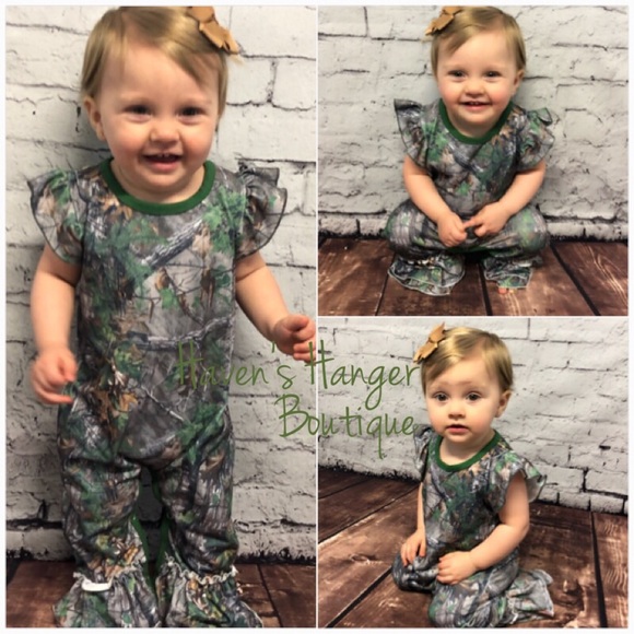 Green Camo Baby Girl Romper - Picture 2 of 8